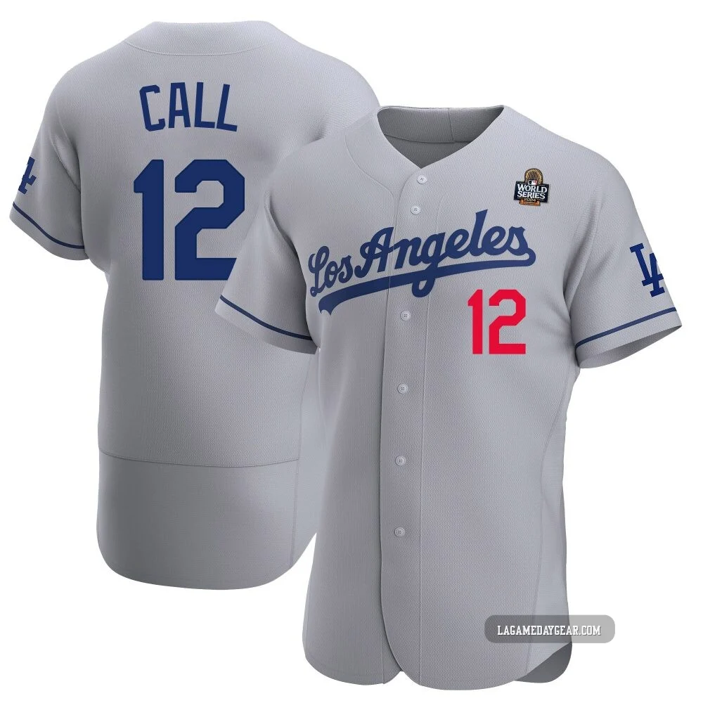Alex Call ＃12 Los Angeles Dodgers Authentic Men's Gray Away Official 2024 World Series Jersey