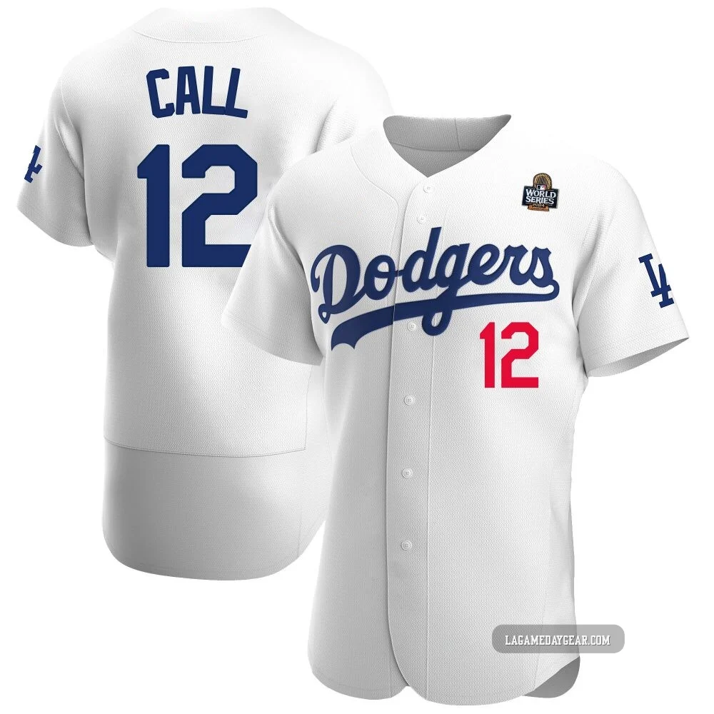Alex Call ＃12 Los Angeles Dodgers Authentic Men's White Home Official 2024 World Series Jersey
