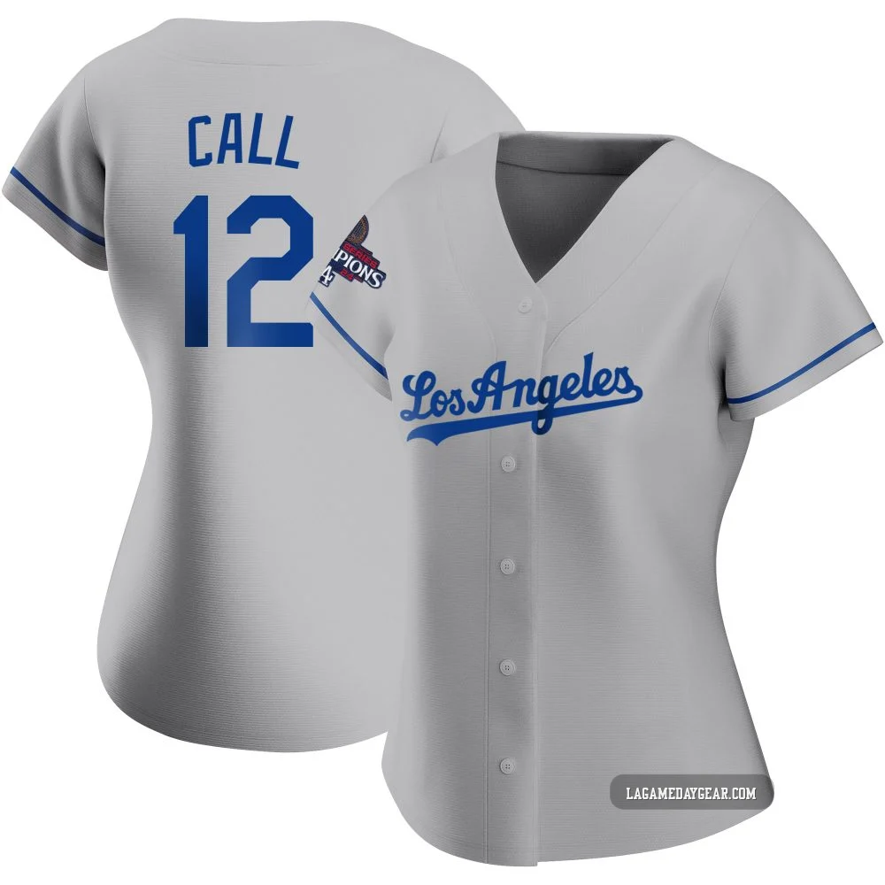 Alex Call ＃12 Los Angeles Dodgers Authentic Women's Gray Road 2024 World Series Champions Jersey