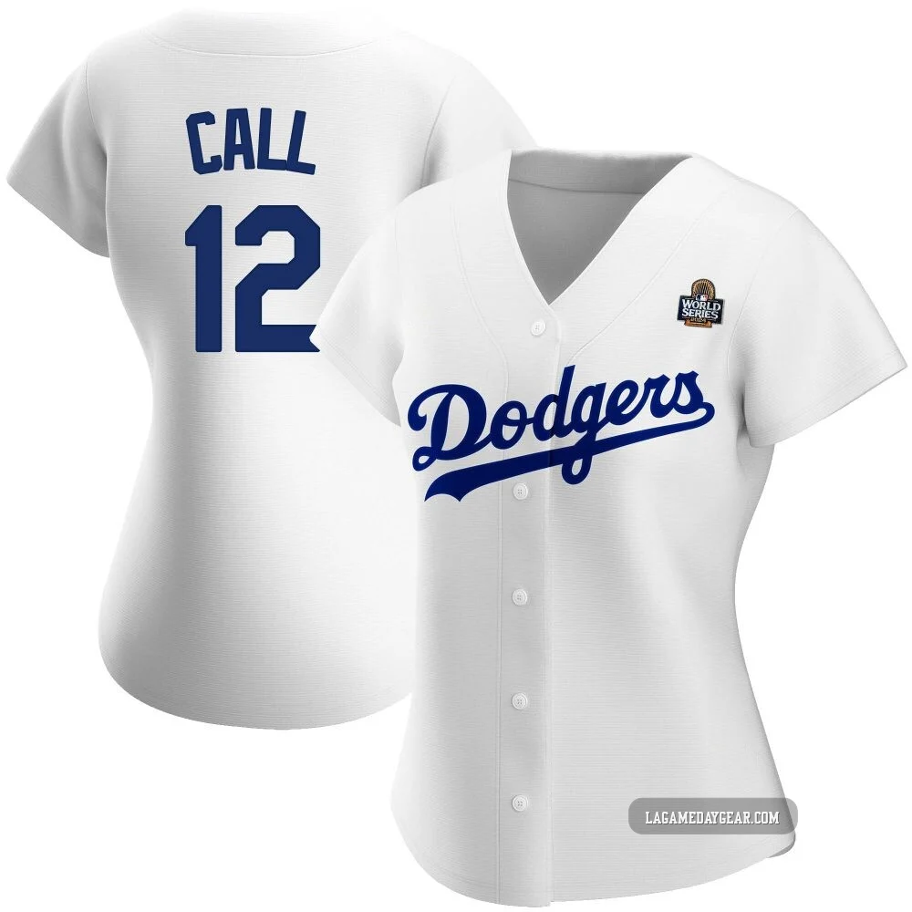 Alex Call ＃12 Los Angeles Dodgers Authentic Women's White Home 2024 World Series Jersey
