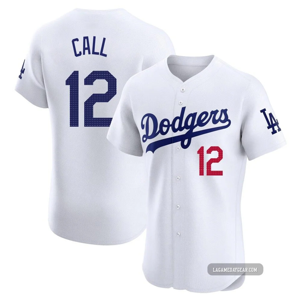 Alex Call ＃12 Los Angeles Dodgers Elite Men's White Home Jersey