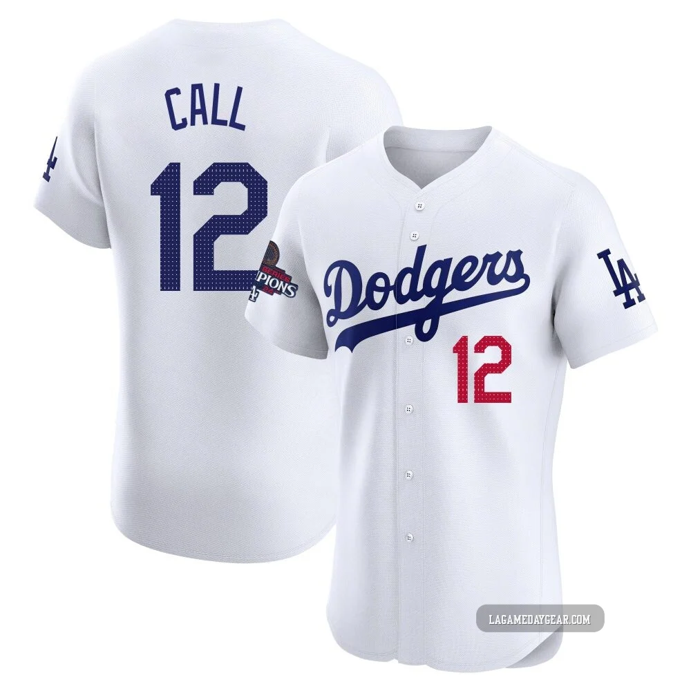 Alex Call ＃12 Los Angeles Dodgers Elite Men's White Home World Series Champions Jersey