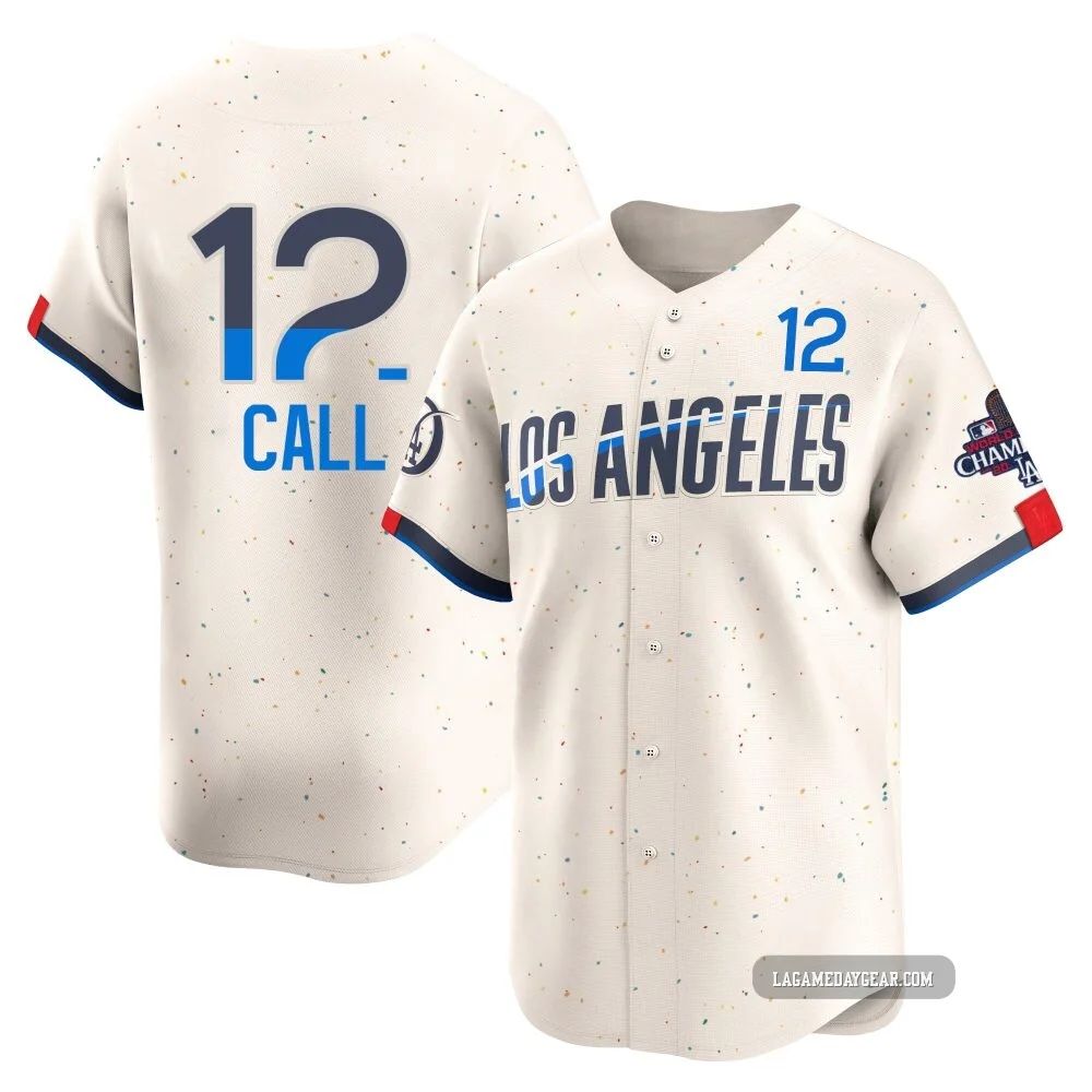 Alex Call ＃12 Los Angeles Dodgers Limited Men's Cream 2024 City Connect World Series Champions Jersey