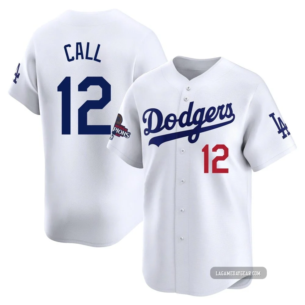 Alex Call ＃12 Los Angeles Dodgers Limited Men's White Home 2024 World Series Champions Jersey