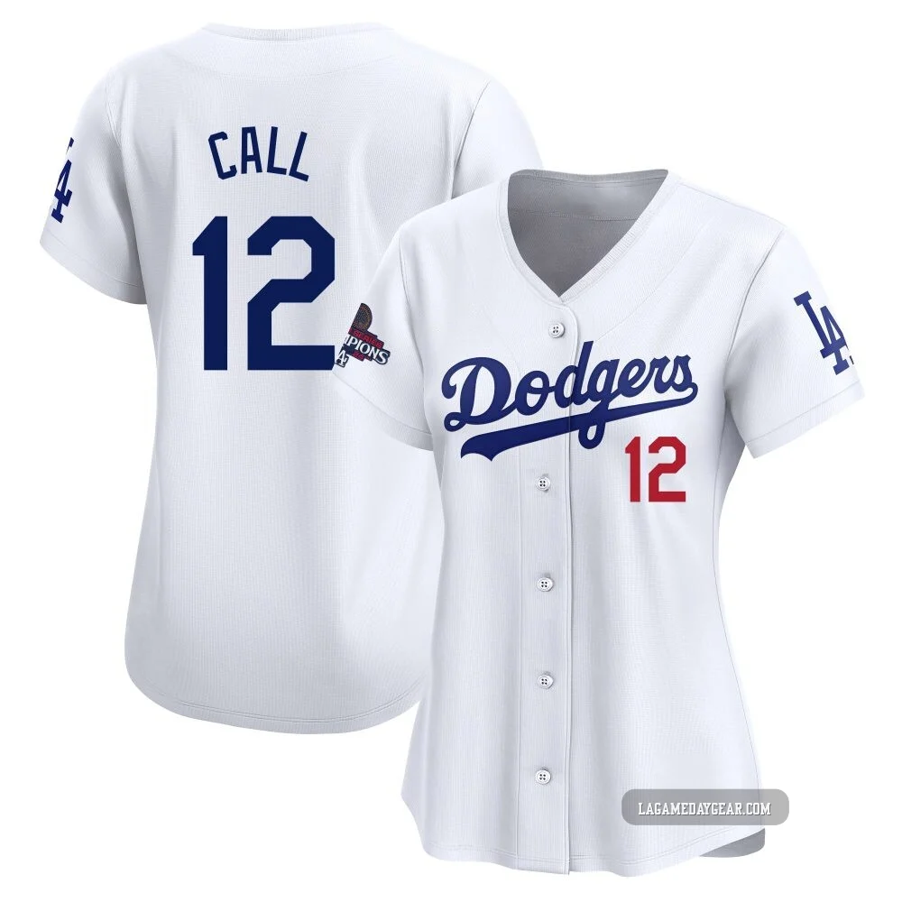 Alex Call ＃12 Los Angeles Dodgers Limited Women's White Home 2024 World Series Champions Jersey