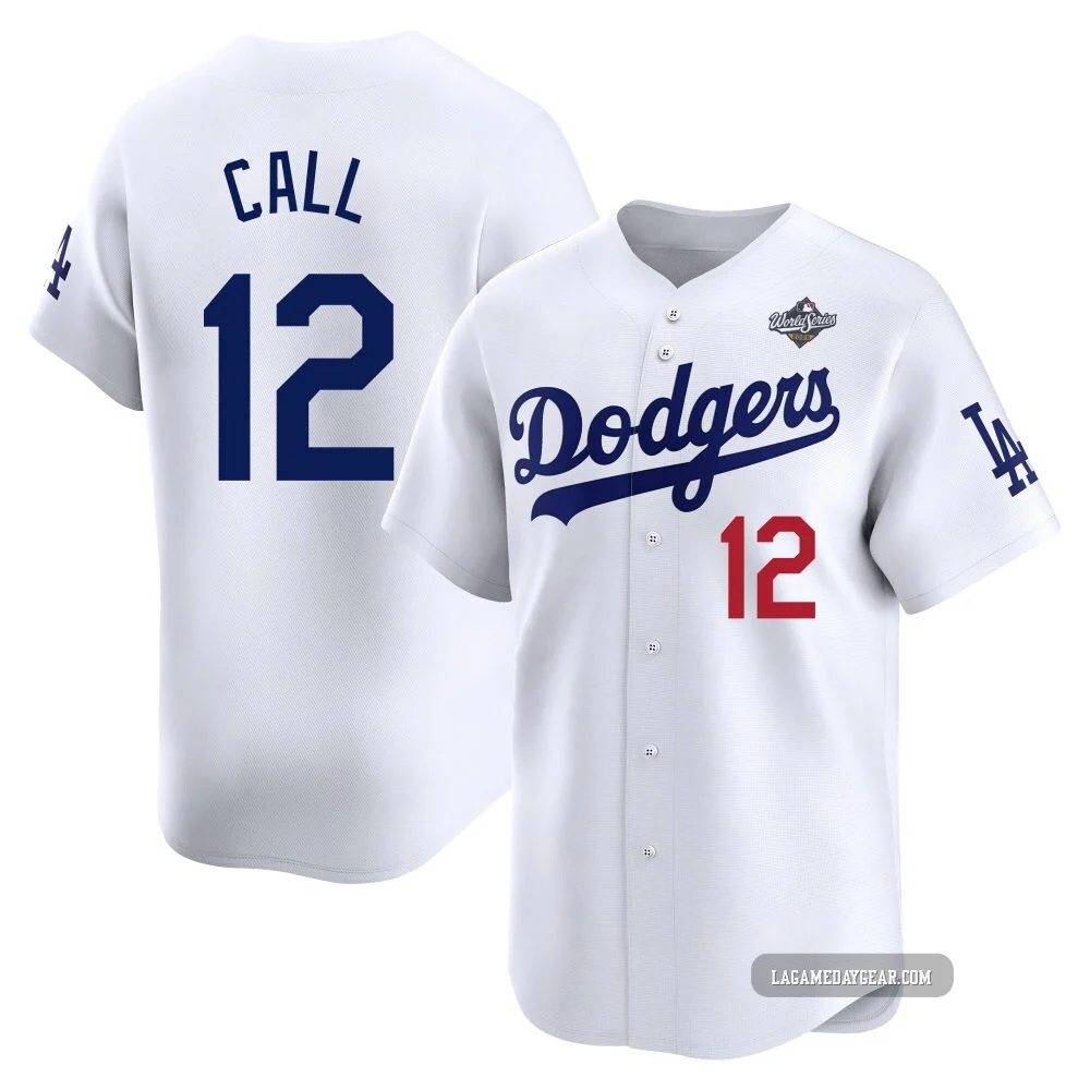 Alex Call ＃12 Los Angeles Dodgers Limited Youth White Home 2025 World Series Jersey
