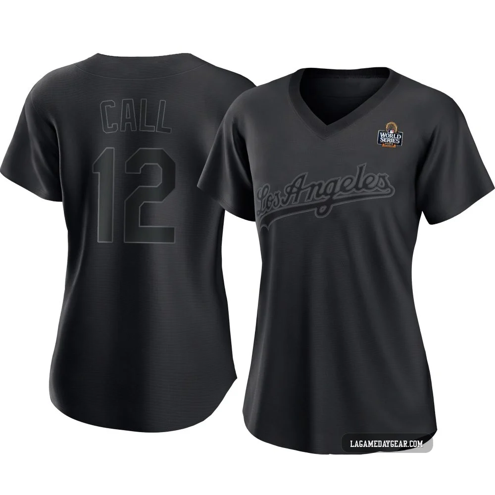 Alex Call ＃12 Los Angeles Dodgers Replica Women's Black Pitch Fashion 2024 World Series Jersey