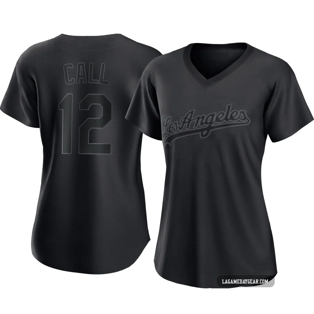 Alex Call ＃12 Los Angeles Dodgers Replica Women's Black Pitch Fashion Jersey