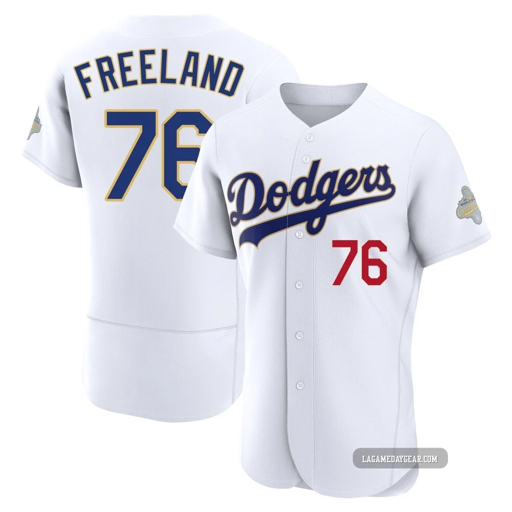 Alex Freeland ＃76 Los Angeles Dodgers Authentic Men's Gold White 2026 Collection Jersey