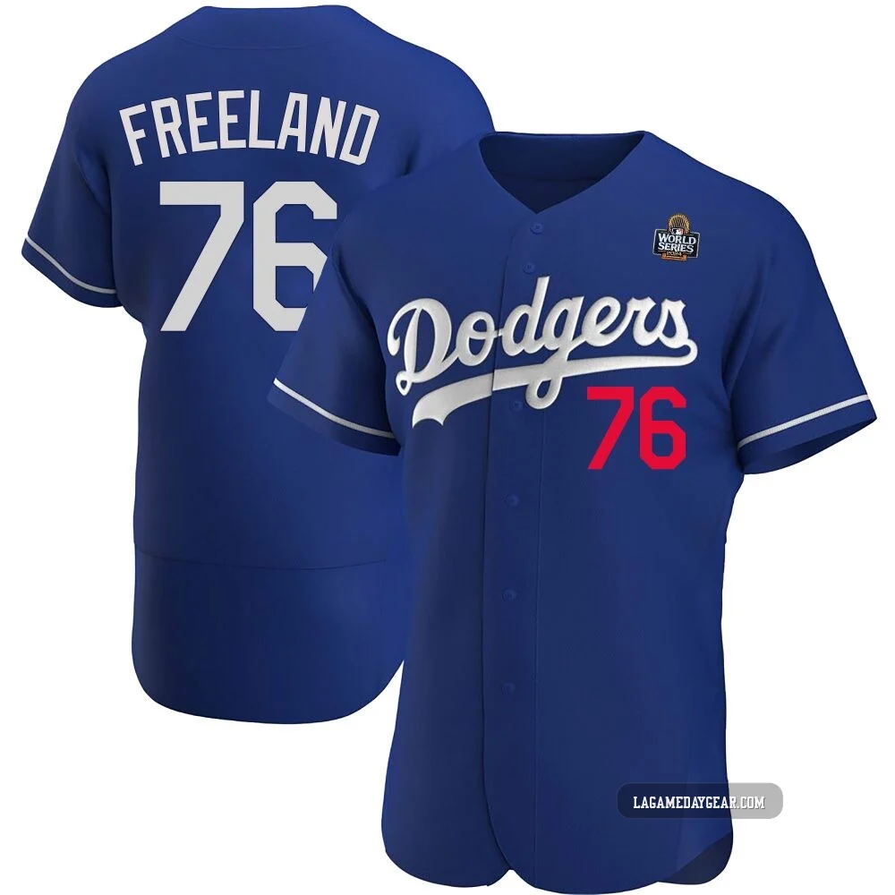 Alex Freeland ＃76 Los Angeles Dodgers Authentic Men's Royal Alternate 2024 World Series Jersey
