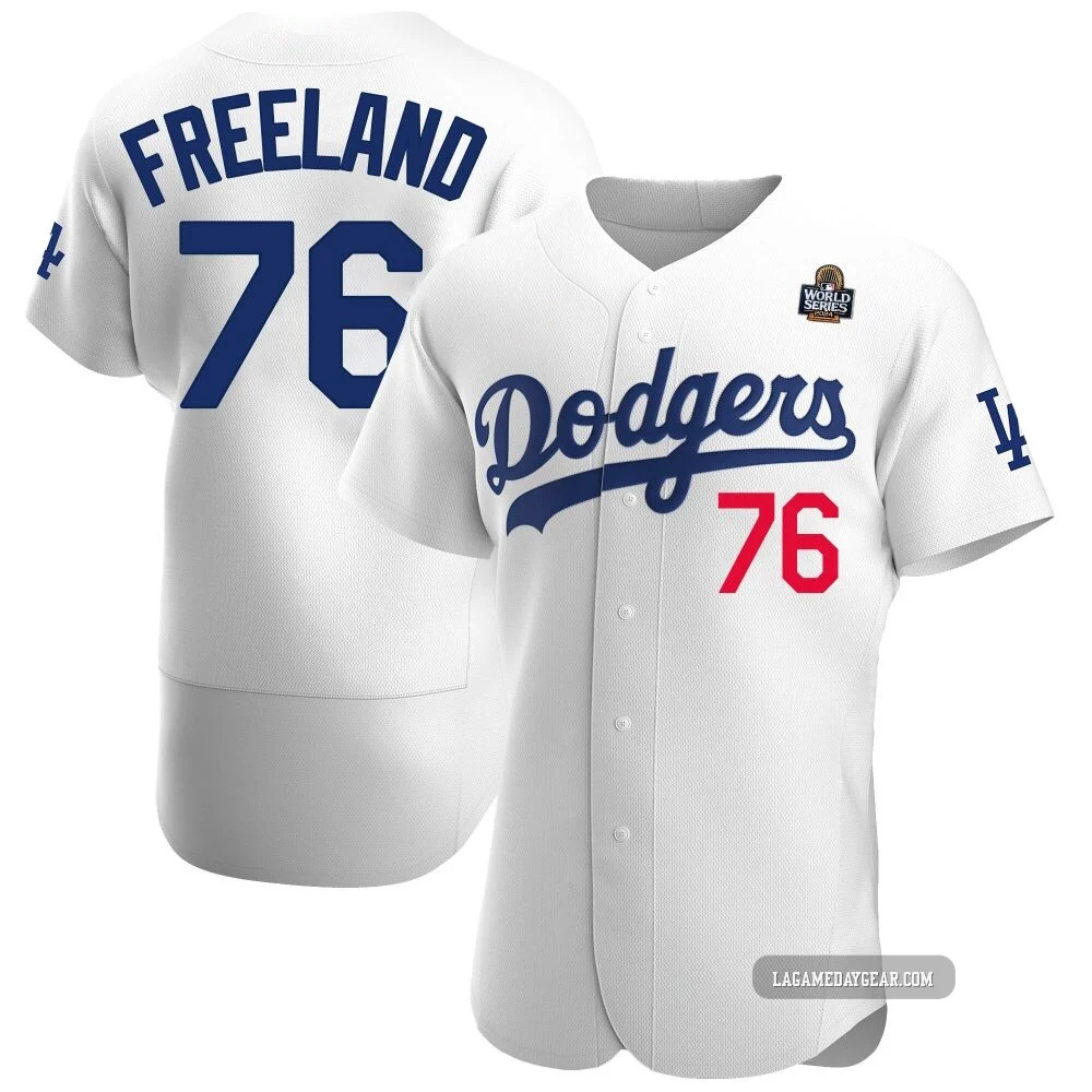 Alex Freeland ＃76 Los Angeles Dodgers Authentic Men's White Home Official 2024 World Series Jersey