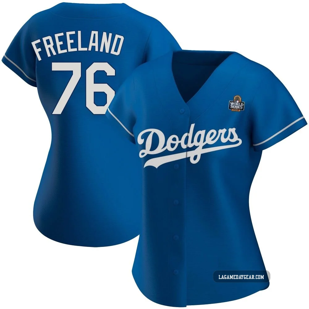 Alex Freeland ＃76 Los Angeles Dodgers Authentic Women's Royal Alternate 2024 World Series Jersey