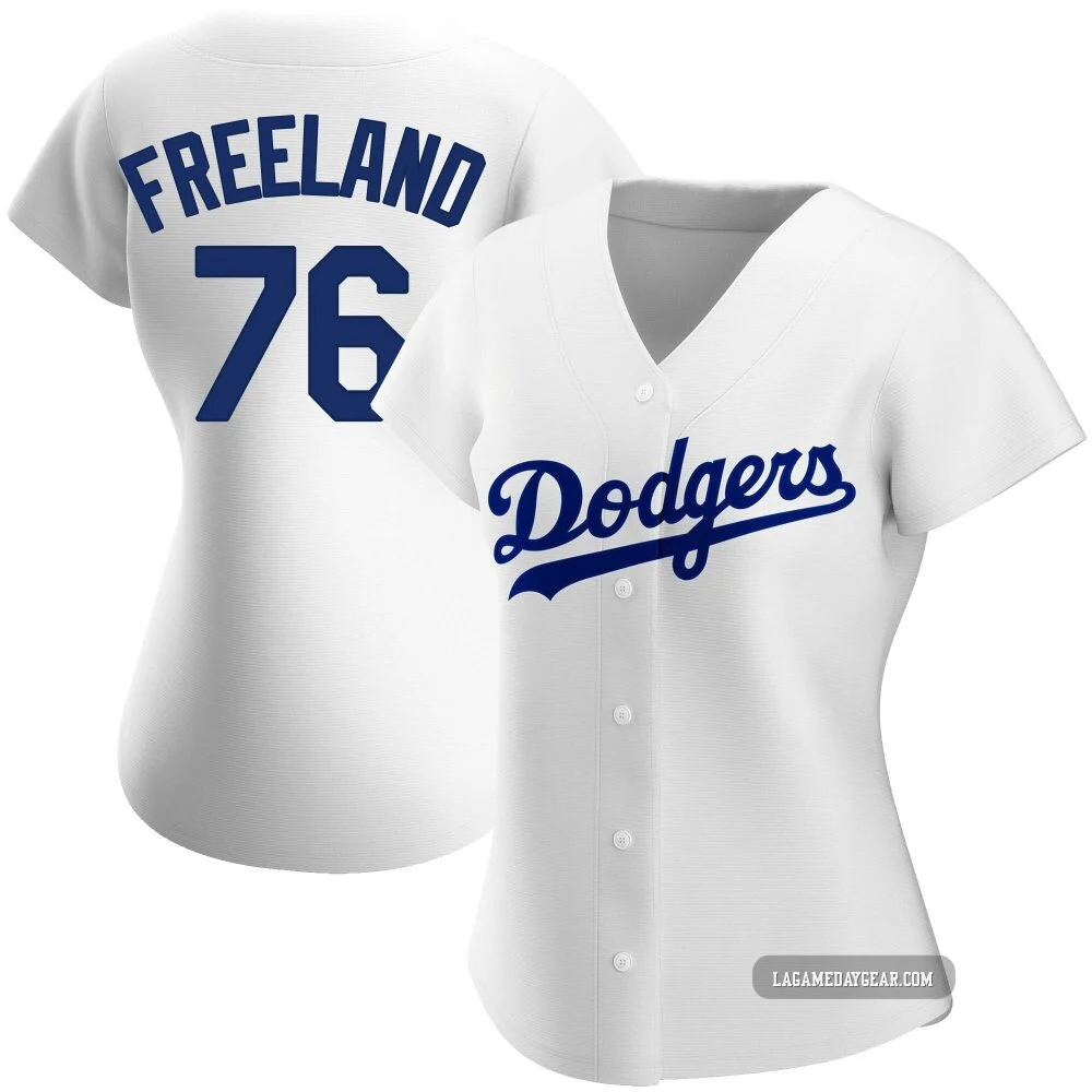 Alex Freeland ＃76 Los Angeles Dodgers Authentic Women's White Home Jersey