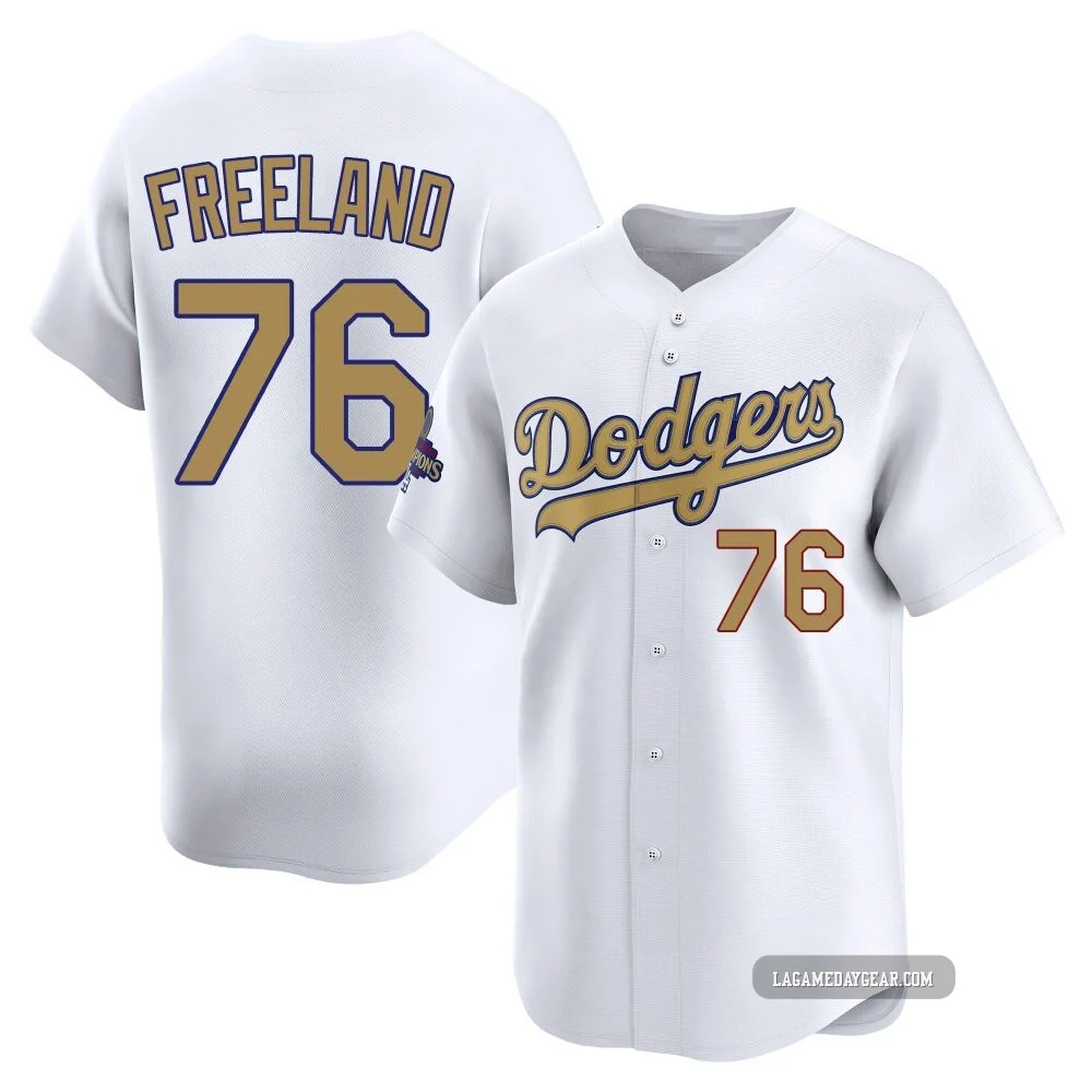 Alex Freeland ＃76 Los Angeles Dodgers Limited Men's Gold White 2025 Collection Jersey