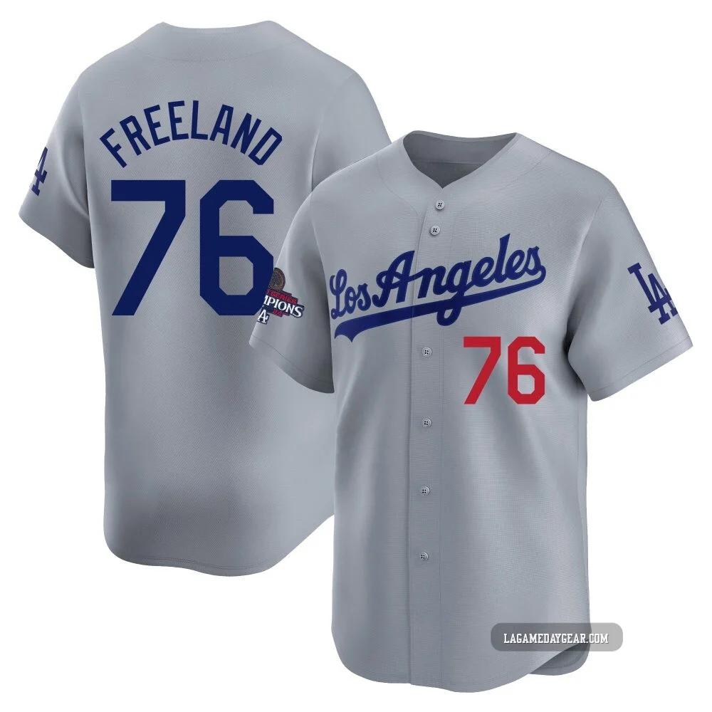 Alex Freeland ＃76 Los Angeles Dodgers Limited Men's Gray Away World Series Champions Jersey