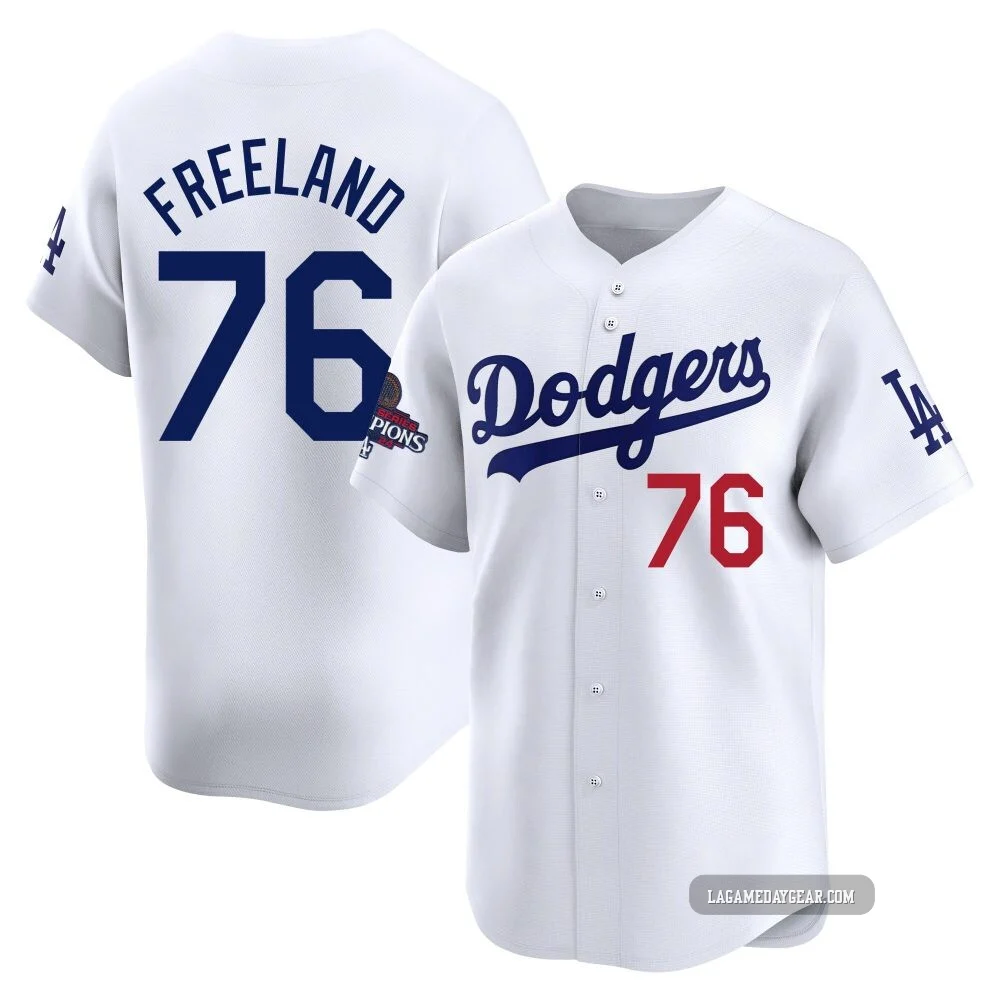 Alex Freeland ＃76 Los Angeles Dodgers Limited Men's White Home 2024 World Series Champions Jersey