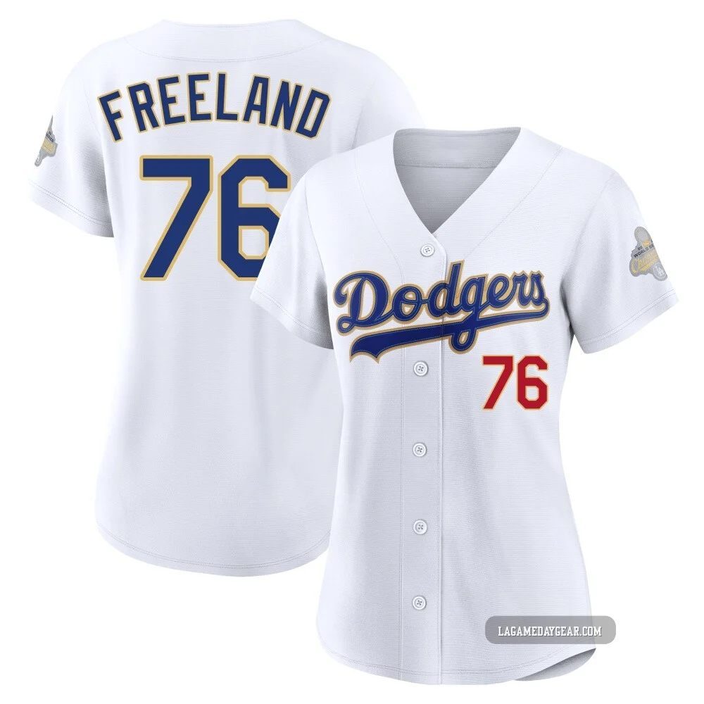 Alex Freeland ＃76 Los Angeles Dodgers Limited Women's Gold White 2026 Collection Stadium Jersey