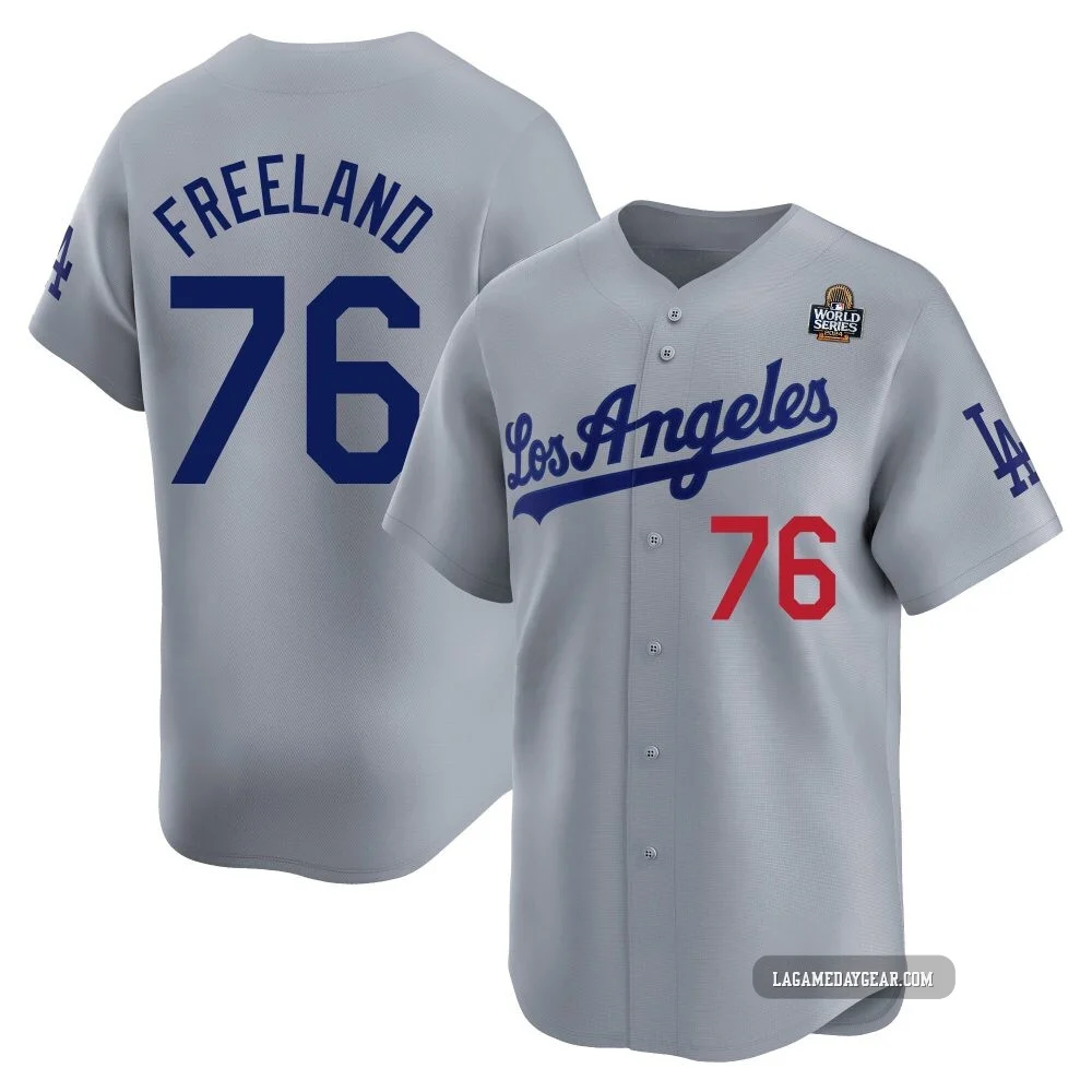 Alex Freeland ＃76 Los Angeles Dodgers Limited Youth Gray Away 2024 World Series Jersey