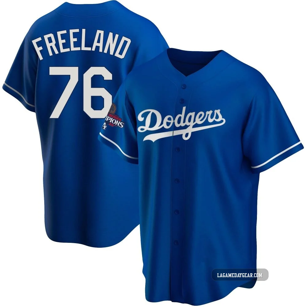 Alex Freeland ＃76 Los Angeles Dodgers Replica Youth Royal Alternate 2024 World Series Champions Jersey