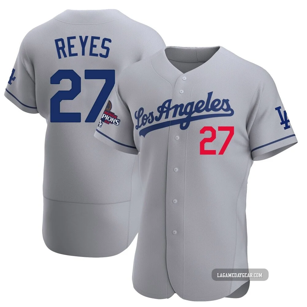 Alex Reyes ＃27 Los Angeles Dodgers Authentic Men's Gray Away Official 2024 World Series Champions Jersey