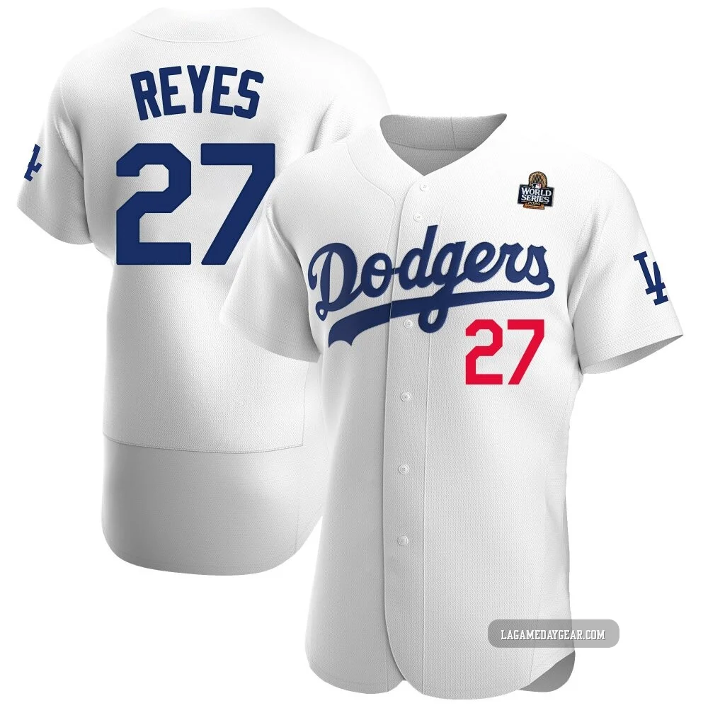 Alex Reyes ＃27 Los Angeles Dodgers Authentic Men's White Home Official 2024 World Series Jersey