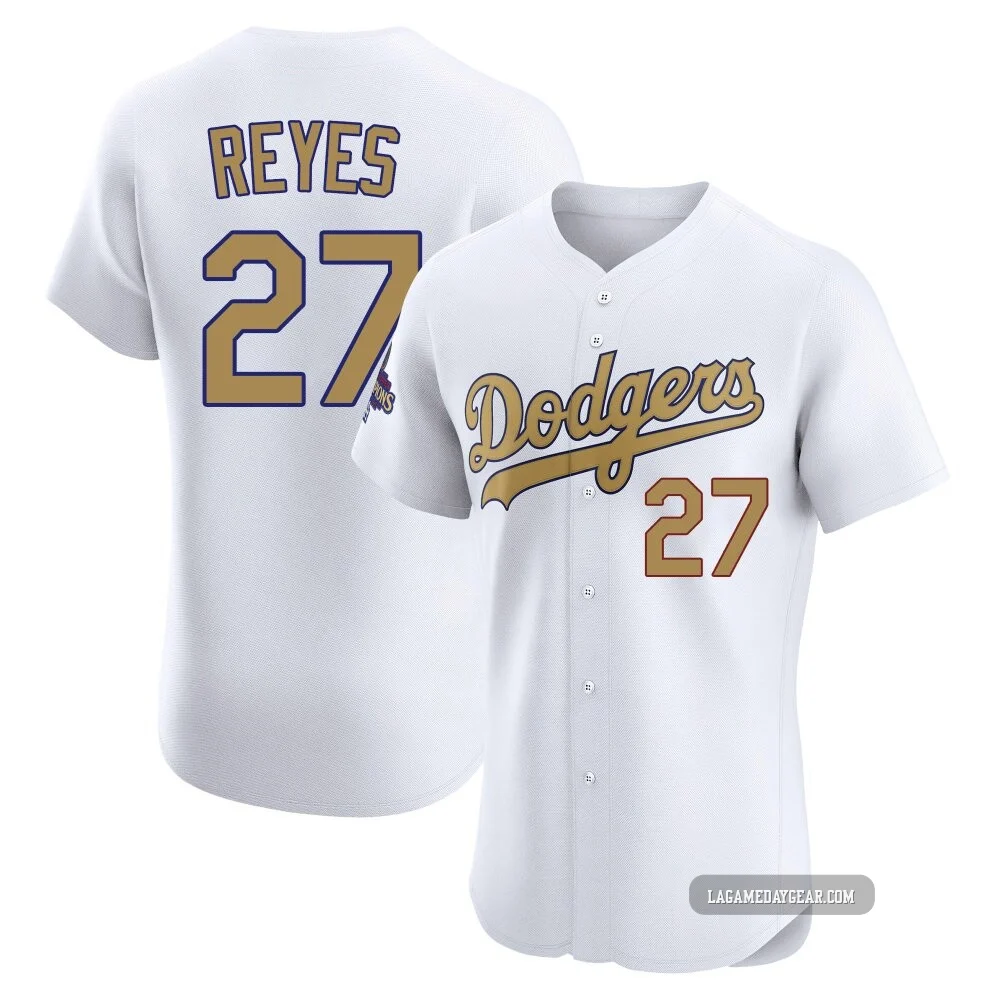 Alex Reyes ＃27 Los Angeles Dodgers Elite Men's Gold White 2025 Collection Jersey