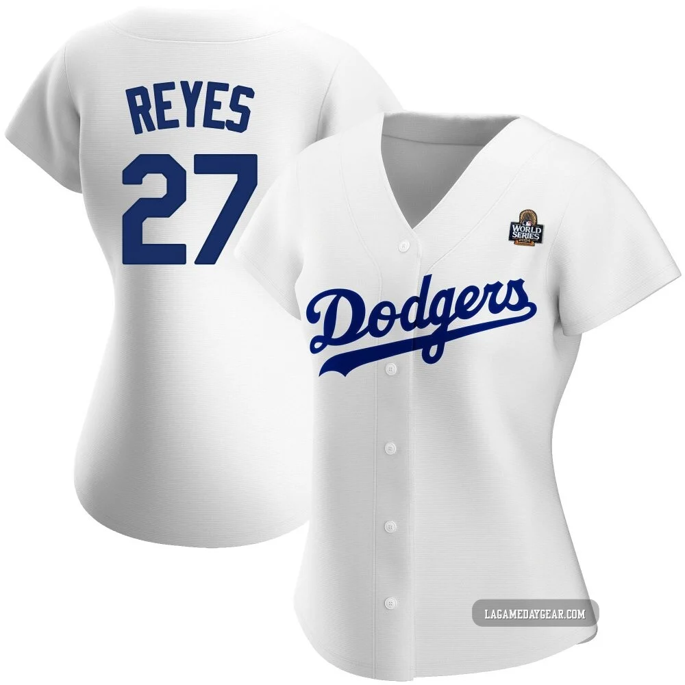 Alex Reyes ＃27 Los Angeles Dodgers Replica Women's White Home 2024 World Series Jersey