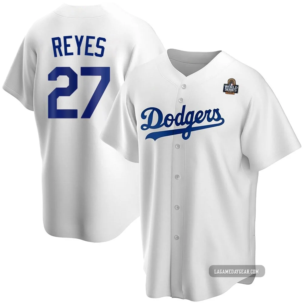 Alex Reyes ＃27 Los Angeles Dodgers Replica Youth White Home 2024 World Series Jersey