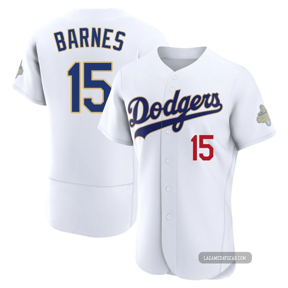 Austin Barnes ＃15 Los Angeles Dodgers Authentic Men's Gold White 2026 Collection Jersey
