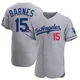 Austin Barnes ＃15 Los Angeles Dodgers Authentic Men's Gray Away Official 2024 World Series Champions Jersey