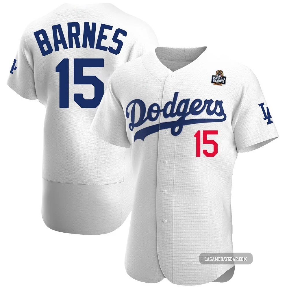 Austin Barnes ＃15 Los Angeles Dodgers Authentic Men's White Home Official 2024 World Series Jersey