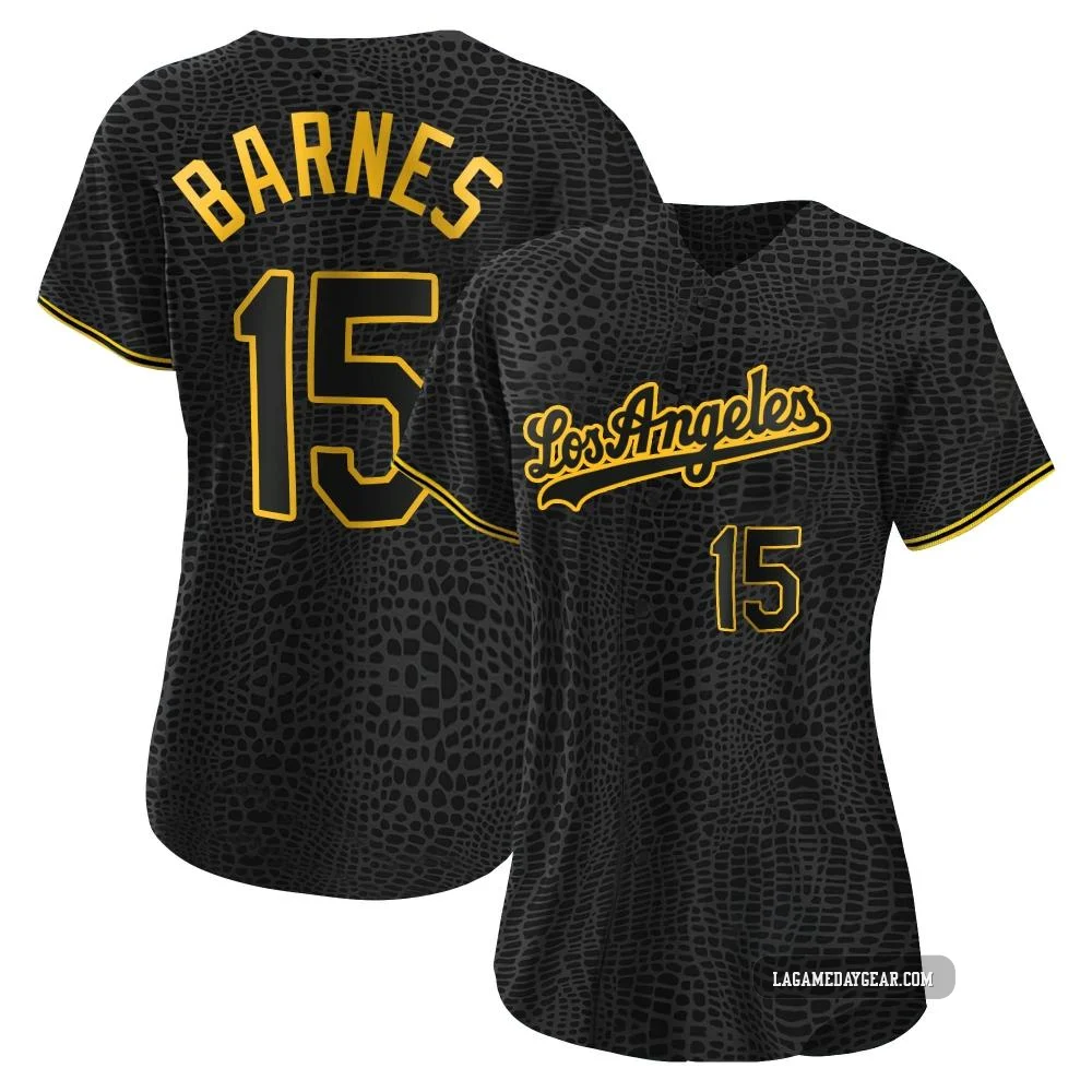 Austin Barnes ＃15 Los Angeles Dodgers Authentic Women's Black Snake Skin City Jersey