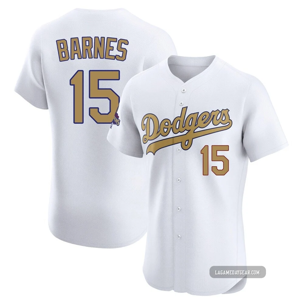 Austin Barnes ＃15 Los Angeles Dodgers Elite Men's Gold White 2025 Collection Jersey