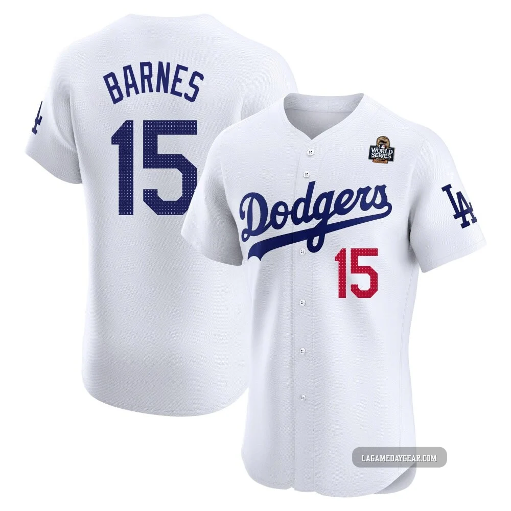 Austin Barnes ＃15 Los Angeles Dodgers Elite Men's White Home 2024 World Series Jersey