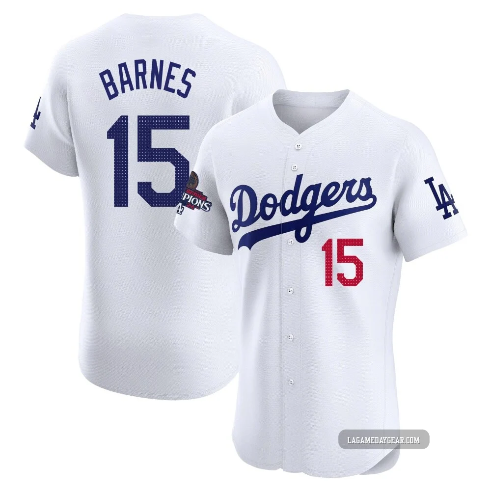Austin Barnes ＃15 Los Angeles Dodgers Elite Men's White Home World Series Champions Jersey