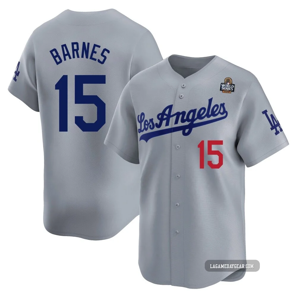 Austin Barnes ＃15 Los Angeles Dodgers Limited Men's Gray Away 2024 World Series Jersey