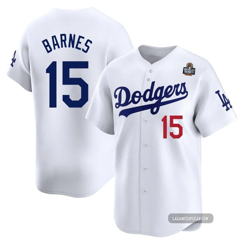 Austin Barnes ＃15 Los Angeles Dodgers Limited Men's White Home 2024 World Series Jersey