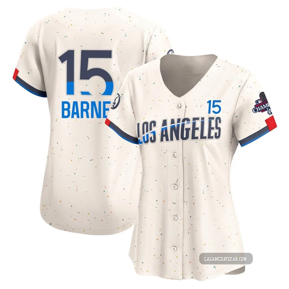 Austin Barnes ＃15 Los Angeles Dodgers Limited Women's Cream 2024 City Connect World Series Champions Jersey