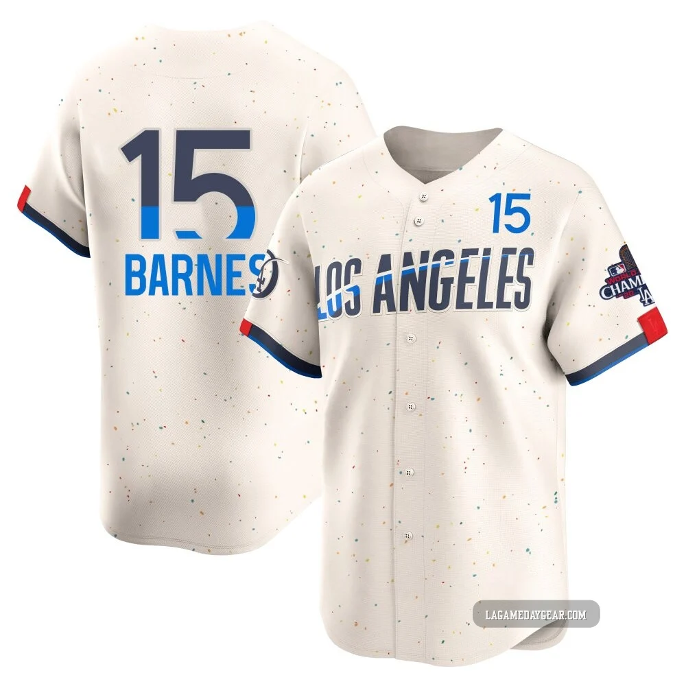 Austin Barnes ＃15 Los Angeles Dodgers Limited Youth Cream 2024 City Connect World Series Champions Jersey