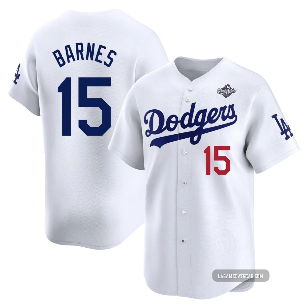 Austin Barnes ＃15 Los Angeles Dodgers Limited Youth White Home 2025 World Series Jersey