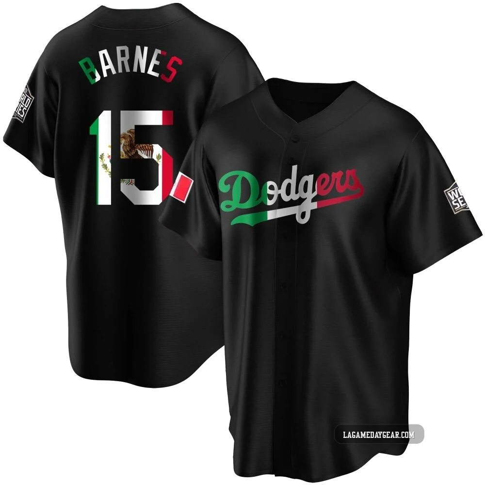 Austin Barnes ＃15 Los Angeles Dodgers Replica Men's Black Mexican Flag Jersey