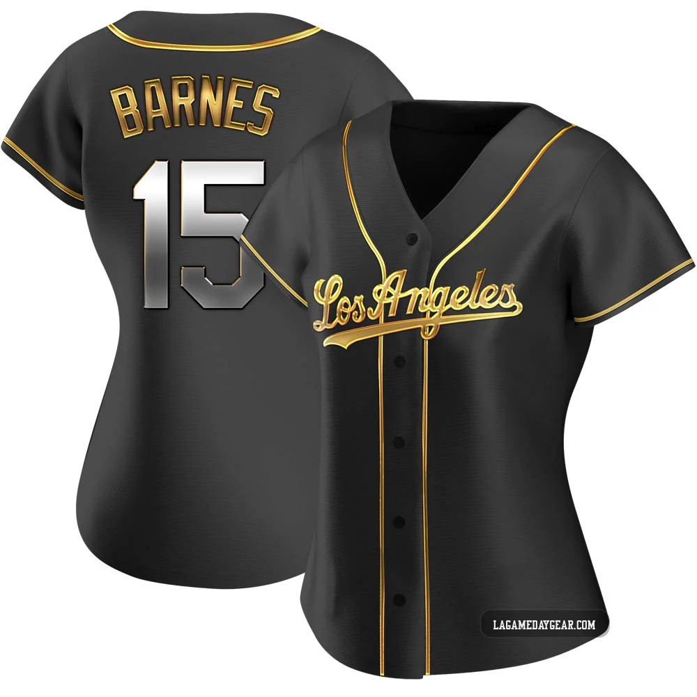 Austin Barnes ＃15 Los Angeles Dodgers Replica Women's Gold Black en Alternate Jersey