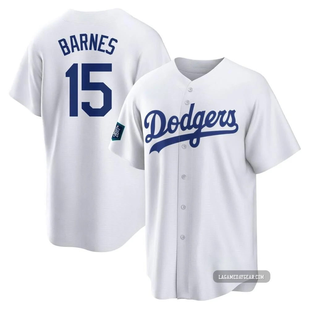 Austin Barnes ＃15 Los Angeles Dodgers Replica Youth White 2024 World Tour Seoul Series Home Jersey