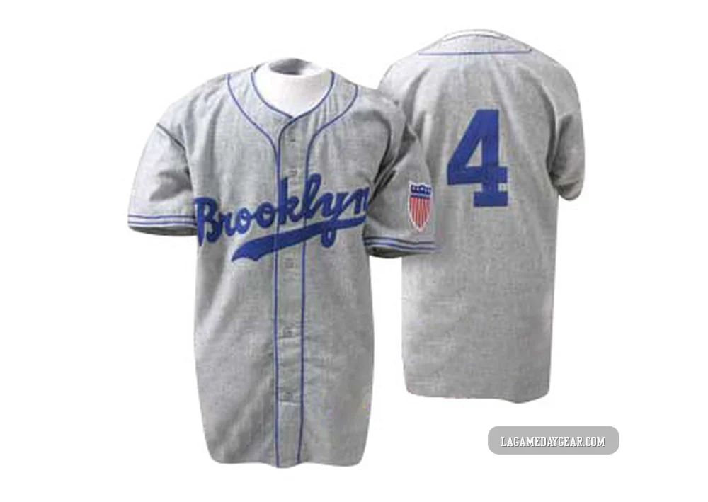 Babe Herman ＃4 Los Angeles Dodgers Authentic Men's Grey 1945 Throwback Jersey