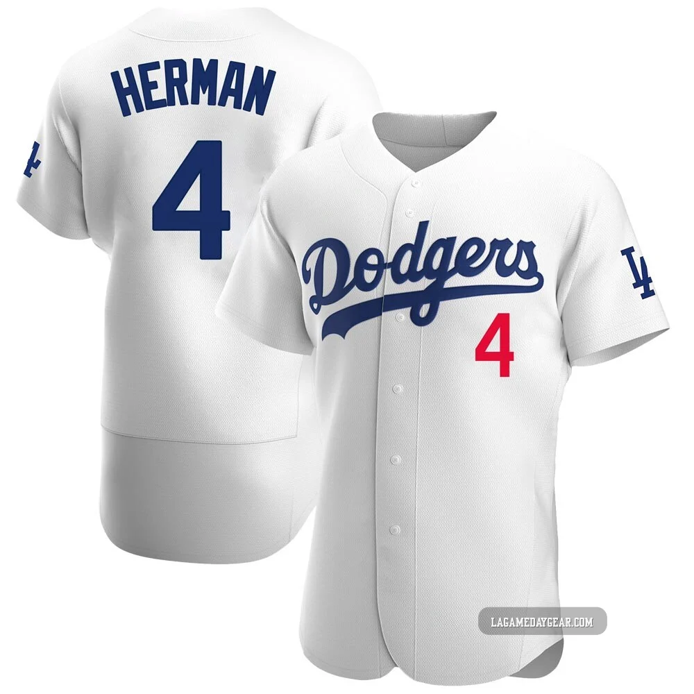 Babe Herman ＃4 Los Angeles Dodgers Authentic Men's White Home Jersey