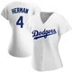 Babe Herman ＃4 Los Angeles Dodgers Authentic Women's White Home Jersey
