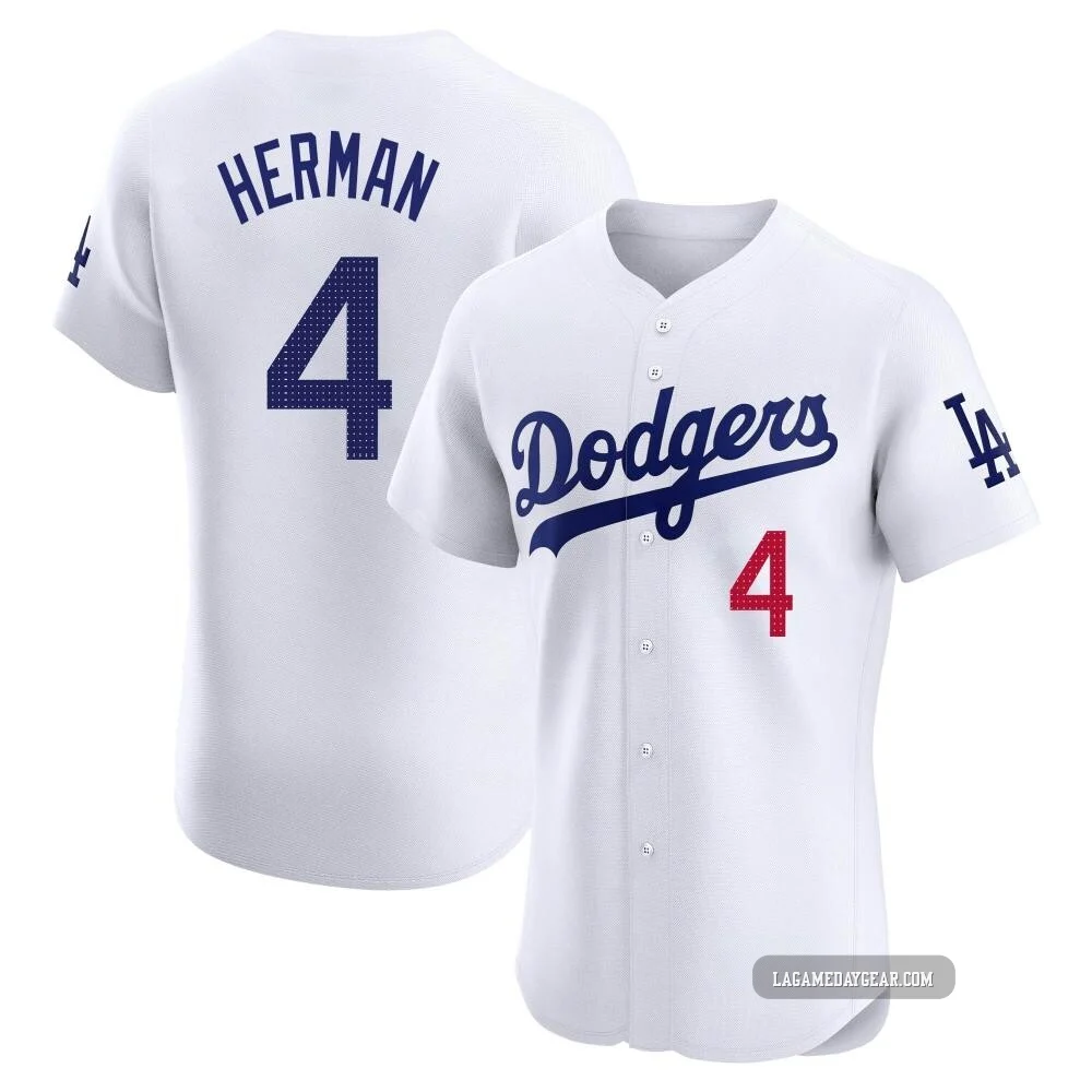 Babe Herman ＃4 Los Angeles Dodgers Elite Men's White Home Jersey
