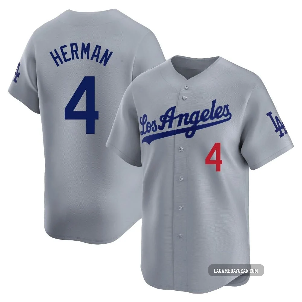 Babe Herman ＃4 Los Angeles Dodgers Limited Men's Gray Away Jersey