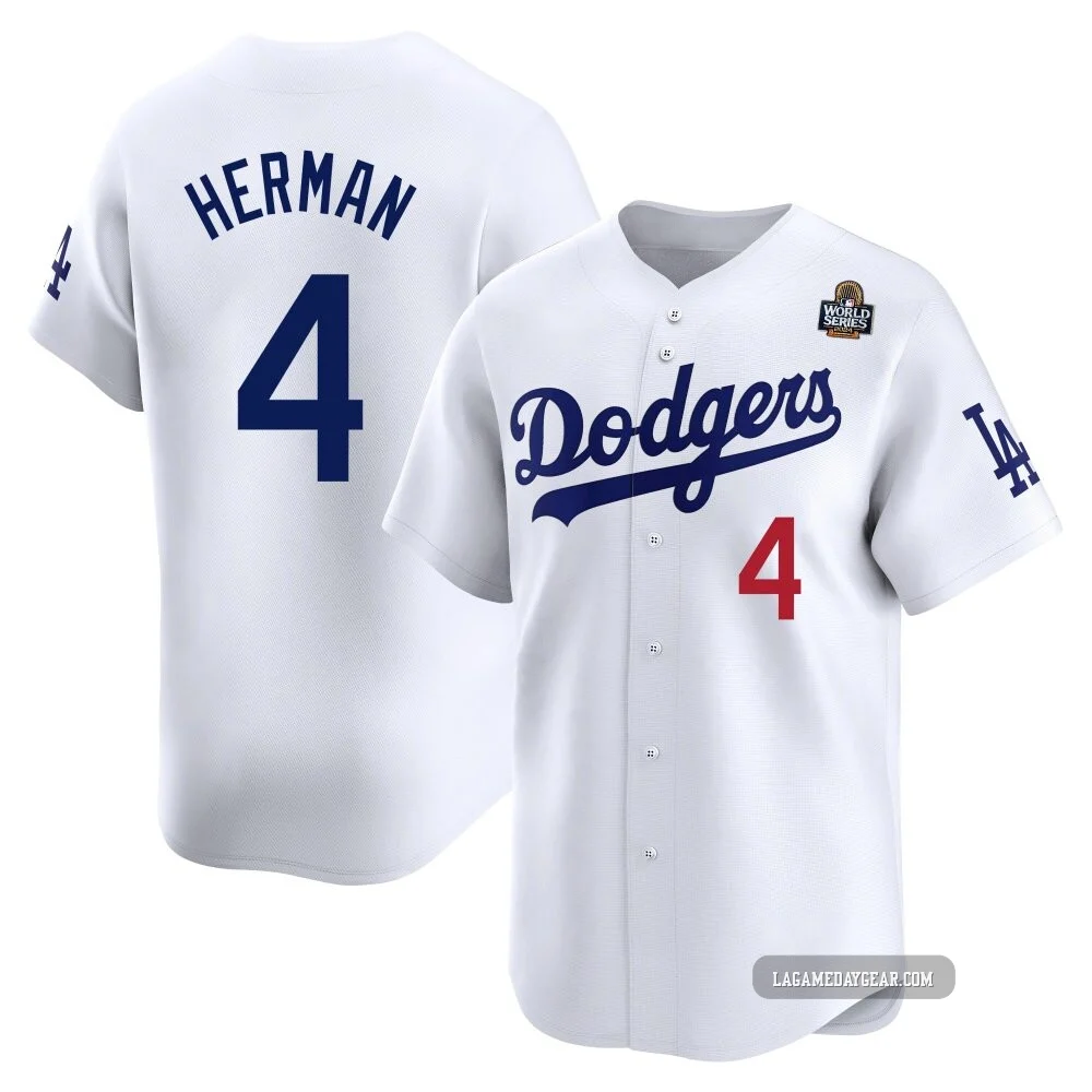 Babe Herman ＃4 Los Angeles Dodgers Limited Men's White Home 2024 World Series Jersey