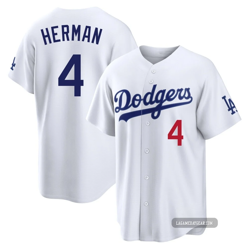 Babe Herman ＃4 Los Angeles Dodgers Limited Men's White Home Stadium Jersey